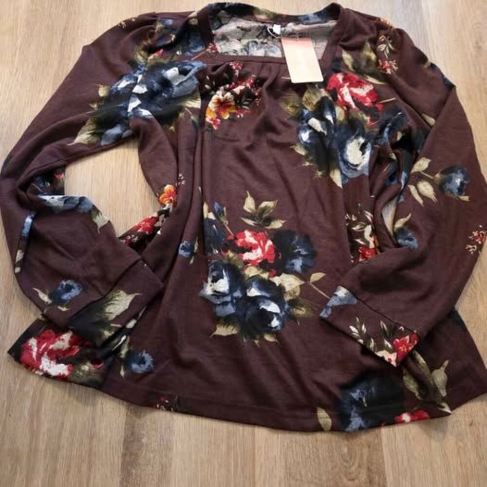 BISHUIGE Floral Long Sleeve Top Size 2XL